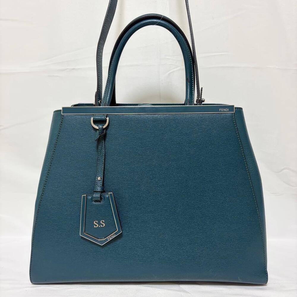 FENDI Toujours handbag tote bag leather Turquoise Blue